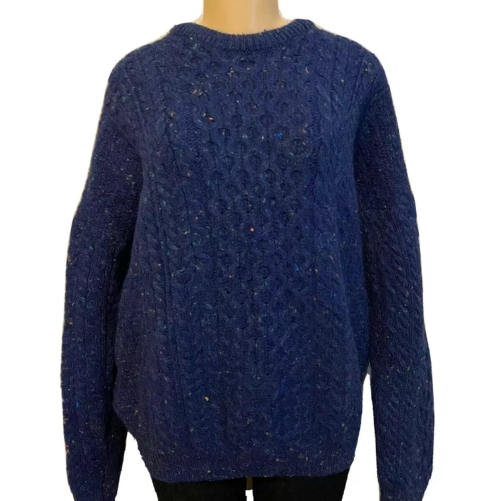 Carraig Donn Sweater Irish Wool Blue Size XL